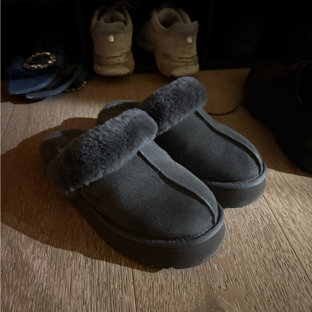 UGG Charcoal Fur Slippers